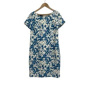 Talbots Cornflower Floral Short Sleeve Shift Career Dress Size 10